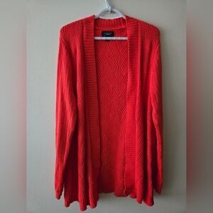 Lands' End XL Vibrant Orange Drifter 100% Cotton Cardigan